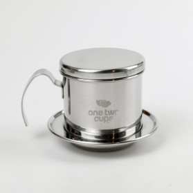 One Two Cups Filter Saring Kopi Vietnamese Coffee Drip Pot Stainless Steel - LC2 - Silver - 2