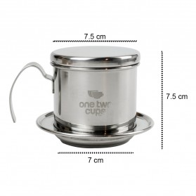 One Two Cups Filter Saring Kopi Vietnamese Coffee Drip Pot Stainless Steel - LC2 - Silver - 8