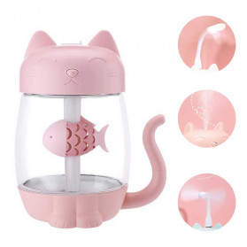 Umiwe 3 in 1 Air Humidifier Aromatherapy Oil Diffuser Cat Kitty 350ml with Fan + LED Lamp - La211 - Pink