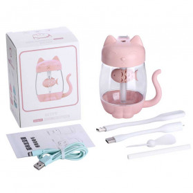 Umiwe 3 in 1 Air Humidifier Aromatherapy Oil Diffuser Cat Kitty 350ml with Fan + LED Lamp - La211 - Pink - 9