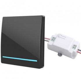 SMATRUL Saklar Lampu Wireless Switch RF 433Mhz 1 Button with 1 PCS Receiver - WHK01 - Black