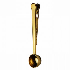 Sendok & Garpu - Urijk Sendok Takar Kopi Teh Measuring Spoon Stainless Steel with Clip - G119866 - Golden