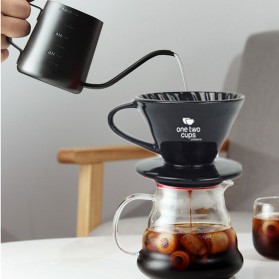 One Two Cups Filter Penyaring Kopi V60 Glass Coffee Filter Dripper 1-4 Cups - ZM00639 - Black
