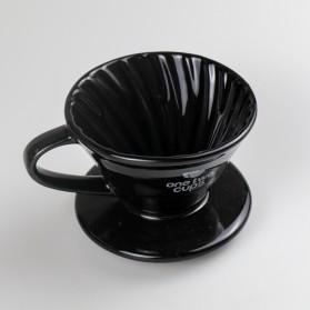 One Two Cups Filter Penyaring Kopi V60 Glass Coffee Filter Dripper 1-2 Cups - ZM00639 - Black - 4