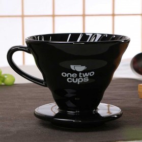 One Two Cups Filter Penyaring Kopi V60 Glass Coffee Filter Dripper 1-2 Cups - ZM00639 - Black - 8