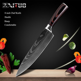 XITUO Pisau Dapur Chef Damascus Pattern - 8 Inch Chef Knife - Silver - 1