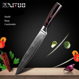 XITUO Pisau Dapur Chef Damascus Pattern - 5 Inch Slicing Knife - Silver - 1