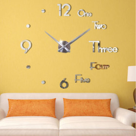 Jam Dinding Besar DIY Giant Wall Clock Underline & Angka 37 Inch - DIY-109 - Silver