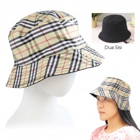 Sparsil Topi Bucket Hat Pria Wanita Dua Sisi - Black