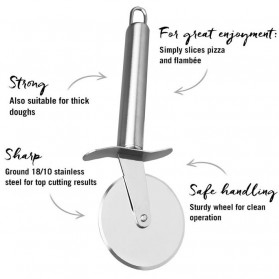 HyhXQ Pisau Pemotong Kue Pizza Roller Cutter Stainless Steel - CJ360 - Silver - 6