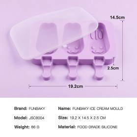 FUNBAKY Cetakan Es Krim 3 Hole Silicone Mold Dessert with 50 Popsicle Sticks Model Oval - JSC8004 - 4