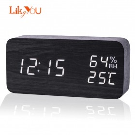 LikyYou Jam Meja Digital LED Clock Temperature Humidity Control - CYP-105 - Black