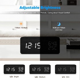 LikyYou Jam Meja Digital LED Clock Temperature Humidity Control - CYP-105 - Black - 2