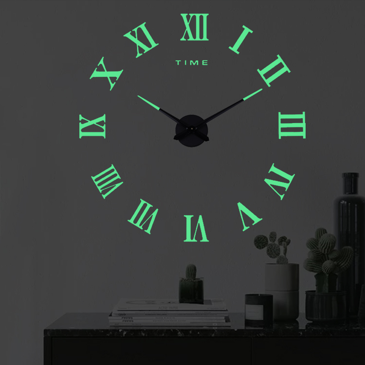 Taffware Jam Dinding Besar DIY Giant Wall Clock Quartz Glow in The Dark