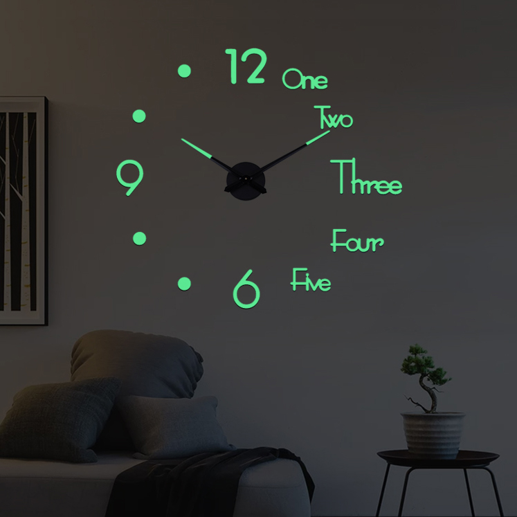 Luminova Jam Dinding Besar Diy Giant Wall Clock Quartz Glow In The Dark 80 130cm Jm 25 Jakartanotebook Com