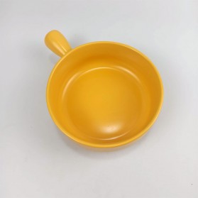 Glazed Mangkok Keramik Bowl Nordic Style 15 cm with Handle - PJ535 - Yellow