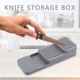 Hung Kai Rak Organizer Dapur Tempat Pisau Cutlery Knife Storage Box - PP23 - Gray