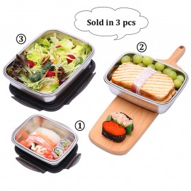 HOMEFAVOR Kotak Makan Bento Lunch Box Stainless Steel 350ml - KT273 - Black - 2