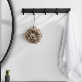 YUJIE Rak Gantungan Handuk Kamar Mandi Bathroom Towel Holder Moveable Row Hook - A05-4 - Black - 6
