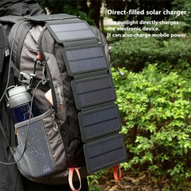 KERNUAP Charger Solar Panel Portable 5 Folding USB Output Port 9W 5V - KER-SO1 - Black - 1