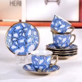 SUNFILI Cangkir Keramik Set 6 in 1 European Style - XS-1009 - Blue