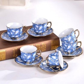 SUNFILI Cangkir Keramik Set 6 in 1 European Style - XS-1009 - Blue - 2