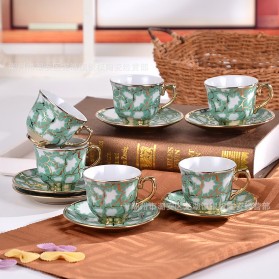 SUNFILI Cangkir Keramik Set 6 in 1 European Style - XS-1009 - Green