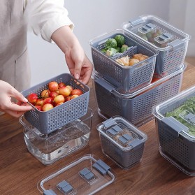 SHIMOYAMA Kotak Kontainer Makanan Kulkas Drainer Kitchen Storage Food Box 1.7L with Lid - RFS49 - Gray