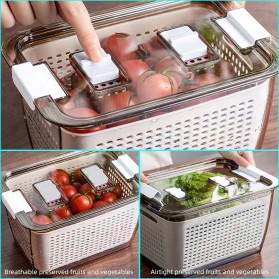 SHIMOYAMA Kotak Kontainer Makanan Kulkas Drainer Kitchen Storage Food Box 1.7L with Lid - RFS49 - Gray - 3