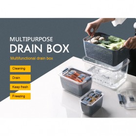 SHIMOYAMA Kotak Kontainer Makanan Kulkas Drainer Kitchen Storage Food Box 1.7L with Lid - RFS49 - Gray - 7