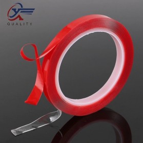 XY Selotip Double Sided Tape Transparent Acrylic 3m x 8mm - HL878 - Red