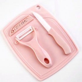 FEIDA Talenan Multifungsi Cutting Board with Ceramic Knife + Peeling Knife - 0036 - Pink