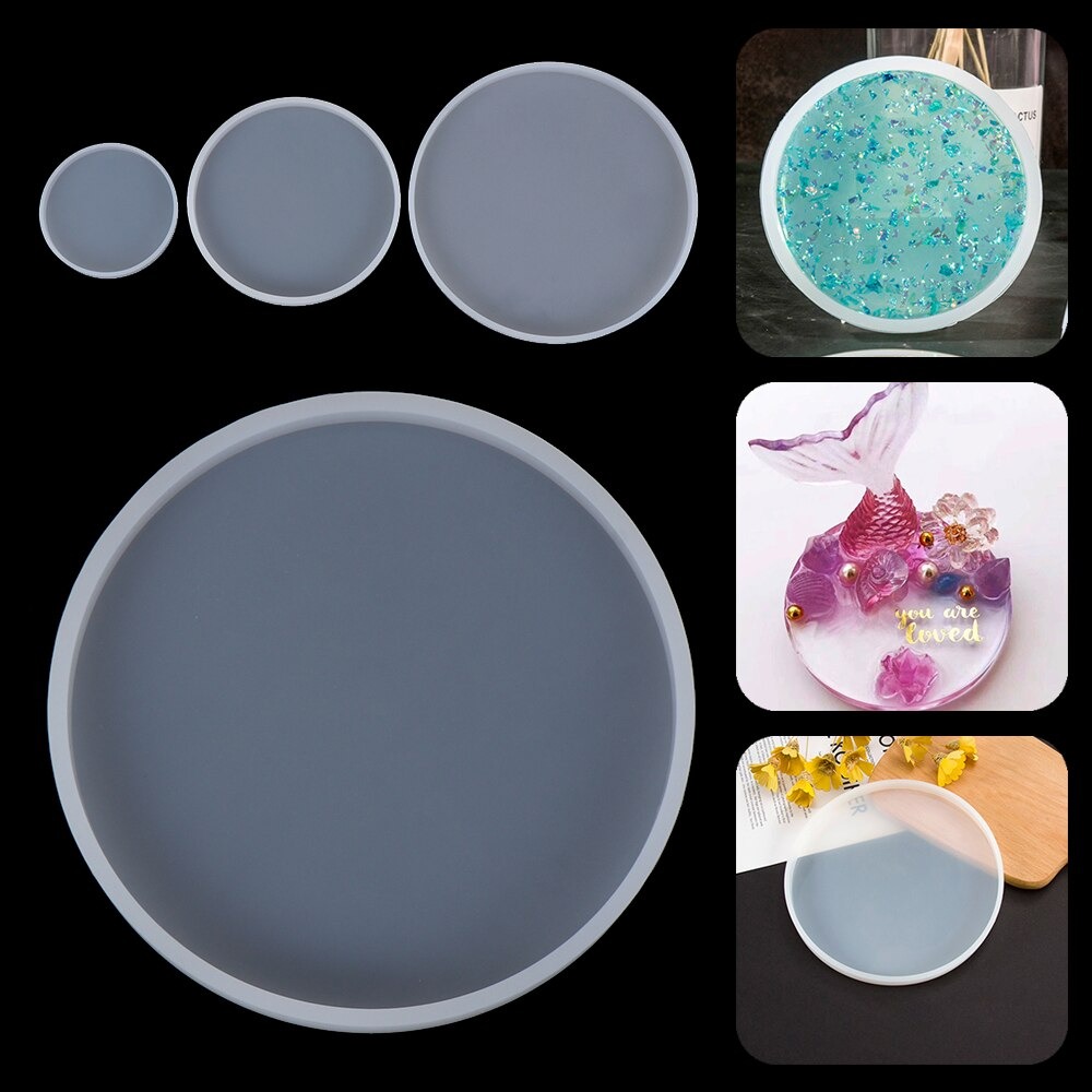 Gambar produk HiResin Cetakan Epoxy Resin Silikon Casting DIY Tray Coaster Handmade Craft 14cm - SL14