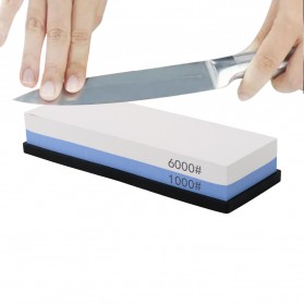 MYVIT Glitzy Batu Pengasah Pisau Whetstone Knife Sharpener 1000/6000 - Wkss-01 - Blue