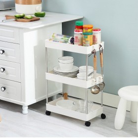 Furniture Rumah - ABEDOE Rak Laci Tingkat Dapur Kitchen Storage 3 Layer Rack - AB-02 - White