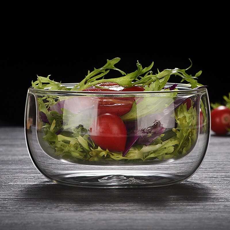 Gambar produk One Two Cups Mangkok Salad Buah Sayur Double Layer Borosilicate Glass 300ml - JA6671