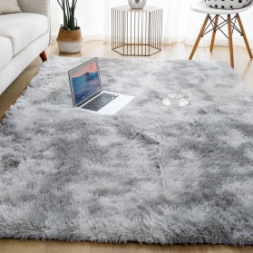 Dresshomee Karpet Bulu Fluffy Floor Carpet Rug Window Bedside 160 x 200 CM - DE2001 - Gray