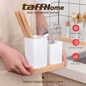 TaffHOME Rak Organizer Dapur Tempat Sendok Garpu Kitchen Storage 2 Box - LL251 - White