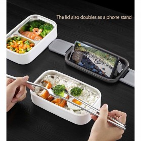 EUJJ Kotak Makan Bento Lunch Box Stainless Steel 2 Compartments - J274 - White - 5