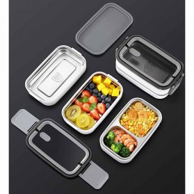 EUJJ Kotak Makan Bento Lunch Box Stainless Steel 2 Compartments - J274 - White - 6