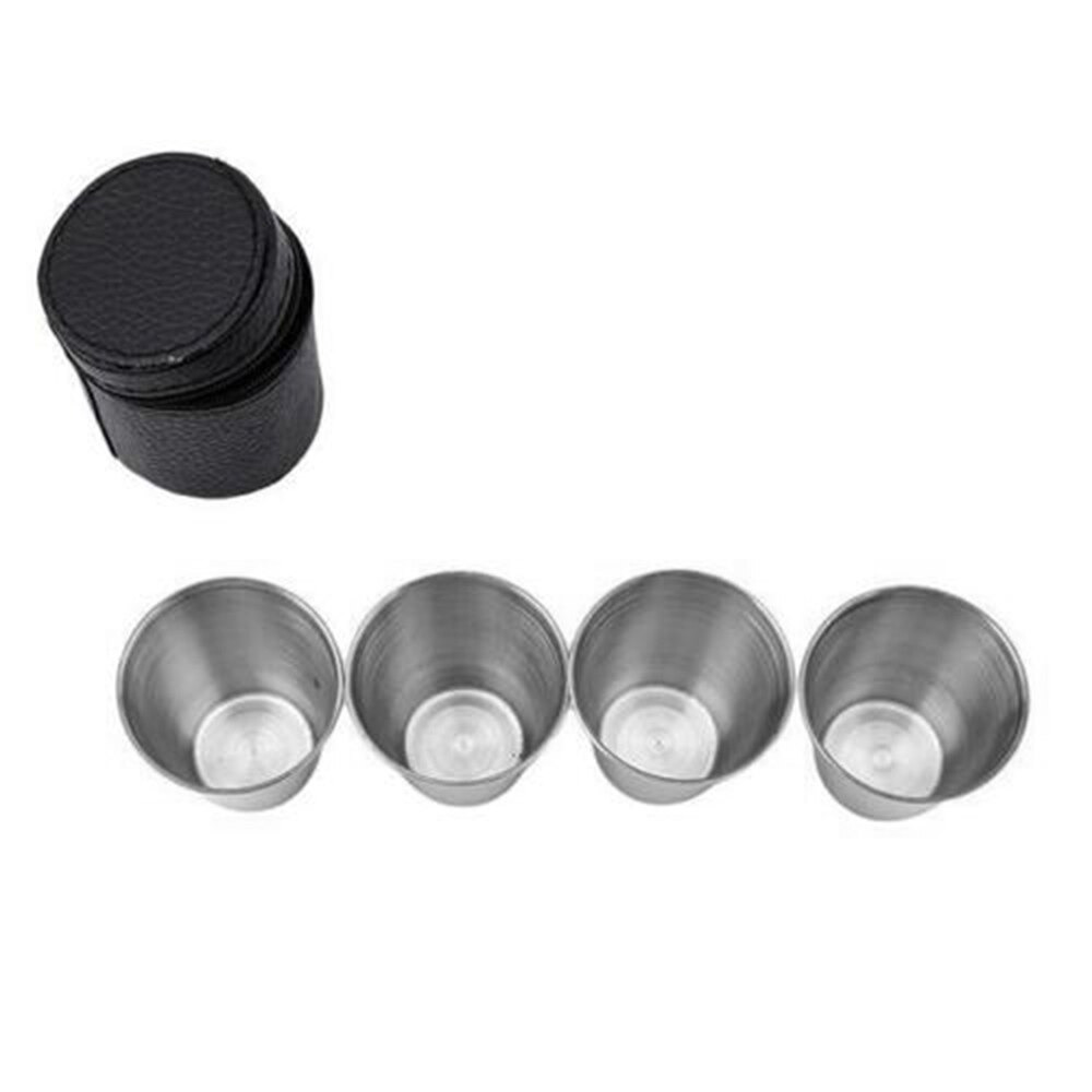Gambar produk One Two Cups Gelas Cangkir Minum Stainless Steel 70 ml 4 PCS with Pouch - HG189