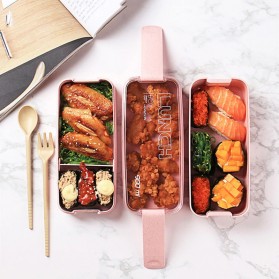 CPLIFE Kotak Makan Rantang 3 Layer Bento Box 900ml with Spoon & Fork - NXM144 - Beige - 3