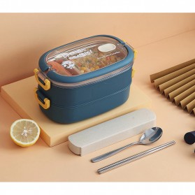 SDGRP Kotak Makan Bento Lunch Box Stainless Steel 2 Layer - YM4138 - Dark Blue