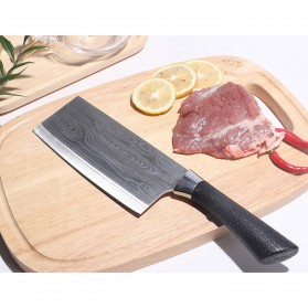 KOBACHI Pisau Dapur Chef Damascus Pattern Cleaver Knife 7 Inch - DMC4 - Silver - 3