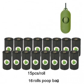 Sudui Plastik Kotoran Binatang Anjing Kucing Poop Bags Biodegradable 16 PCS with Dispenser - SU115 - Black