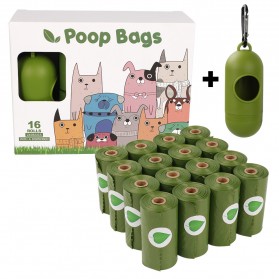 Sudui Plastik Kotoran Binatang Anjing Kucing Poop Bags Biodegradable 16 PCS with Dispenser - SU115 - Green