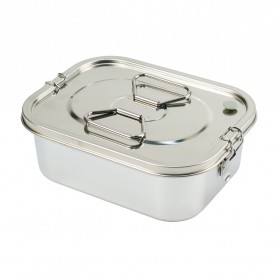HE JIA FAN LE Kotak Makan Bento Lunch Box Stainless Steel Single Compartment - HS233 - Silver