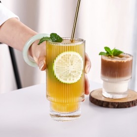 KEMORELA Gelas Cangkir Tea Coffee Mug  Desain Stripe Origami 250 ml - KMA091 - Transparent - 4