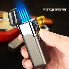 KKLIGHT Korek Api Gas Four Fire Jet Flame Cigar Lighter Windproof - JL1005 - Black