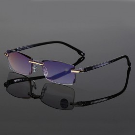 Kacamata Pria - AHORA Kacamata Baca Rabun Dekat Frameless Anti Blue Light Reading Glasses +1.5 - 641 - Black Gold